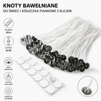 Knoty bawełniane z blaszką 3x16 - 50 sztuk