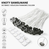 Knoty bawełniane z blaszką 3x18 - 50 sztuk