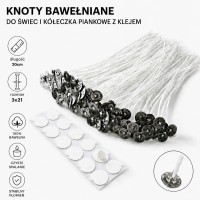 Knoty bawełniane z blaszką 3x21 - 50 sztuk