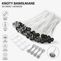 KOMPLET Knoty bawełniane z blaszką 3x7
