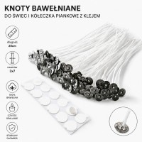 KOMPLET Knoty bawełniane z blaszką 3x7 - 50 sztuk