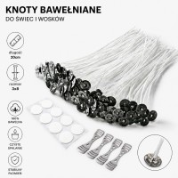 KOMPLET Knoty bawełniane z blaszką 3x8