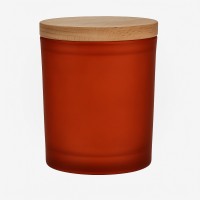 Pojemnik szklany 205ml do zalewu świec czerwony z pokrywką drewnianą 100 sztuk