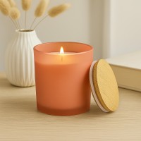 {INSERT_HTML:60;} Szkło  - Pojemnik szklany 320ml do zalewu świec pomarańcz z pokrywką drewnianą 100 sztuk