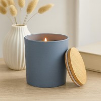 {INSERT_HTML:60;} Szkło  - Pojemnik szklany do zalewu świec szafir z pokrywką drewnianą