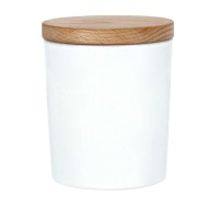 Pojemnik szklany 205ml do zalewu świec biały z pokrywką drewnianą 100 sztuk